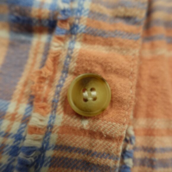 Blue B Collection Plaid Flannel Shirt L – Western Graphic Back, Distressed Hem - Picture 4 of 11